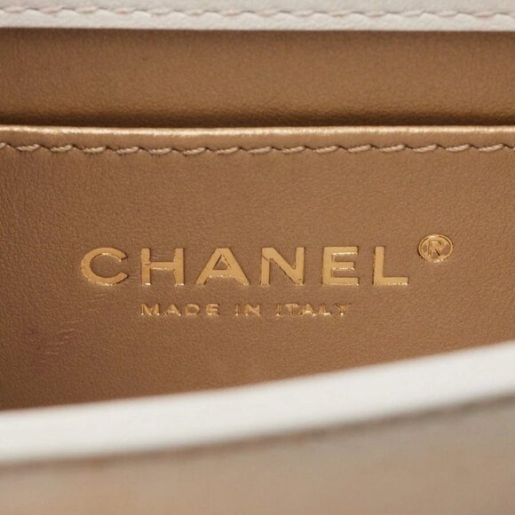 Chanel White Quilted Lambskin Leather CC Chain Top Handle Mini Flap Bag - Picture 7 of 10